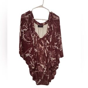 Lane Bryant Floral Print Poncho Top in Burgundy and Cream 22/24